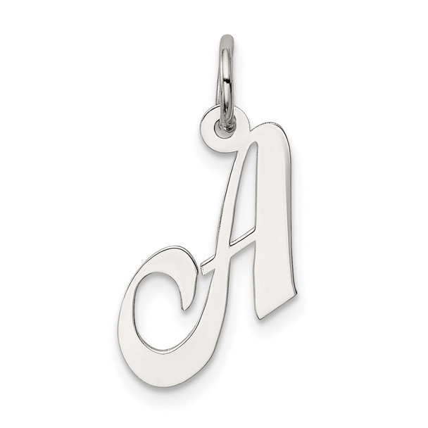 Sterling Silver Rhodium-plated Small Fancy Script Initial A Charm