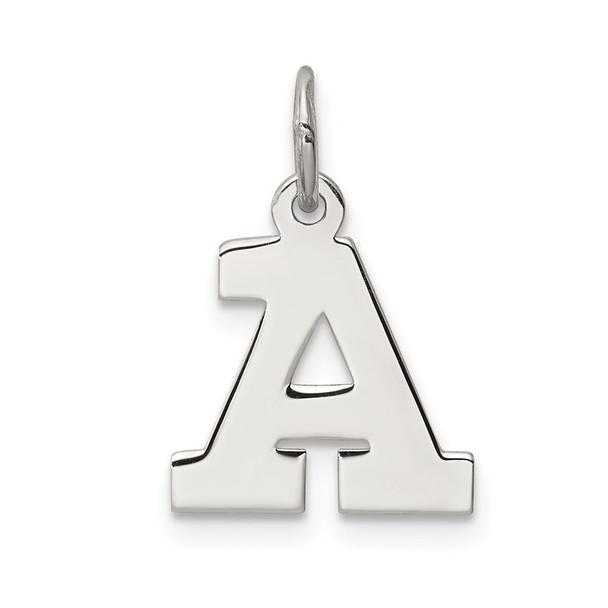 Sterling Silver Rhodium-plated Small Block Initial A Charm