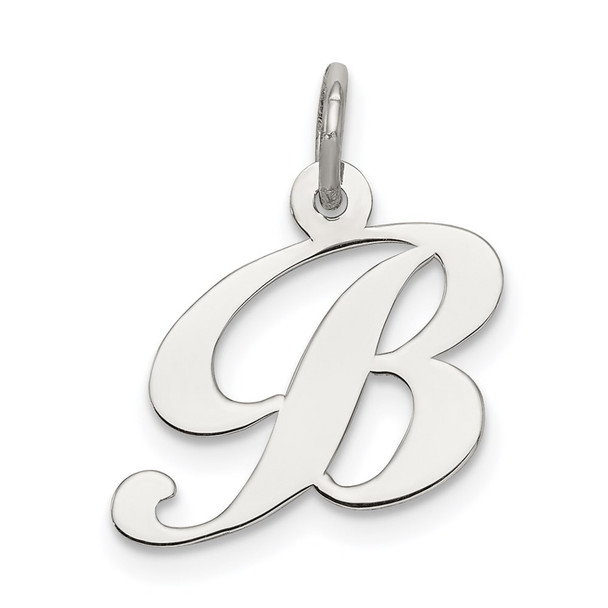 Sterling Silver Rhodium-plated Small Fancy Script Initial B Charm