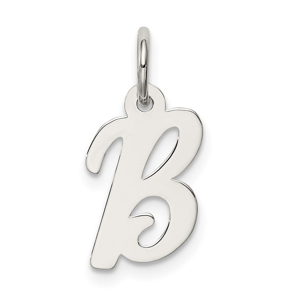 Sterling Silver Rhodium-plated Small Script Initial B Charm