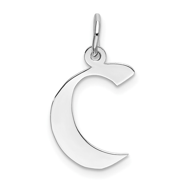 Sterling Silver Rhodium-plated Medium Block Initial C Charm QC5089C