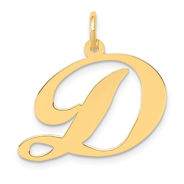 14k Yellow Gold Large Fancy Script Initial D Charm