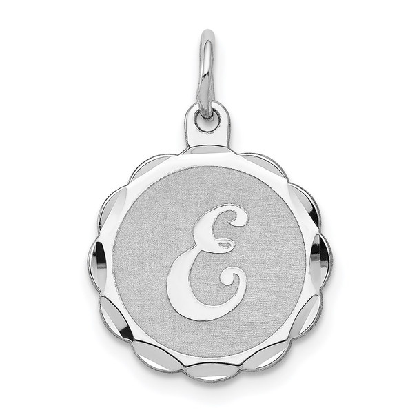 Sterling Silver Rhodium-plated Brocade-Like Initial E Charm QC4161E