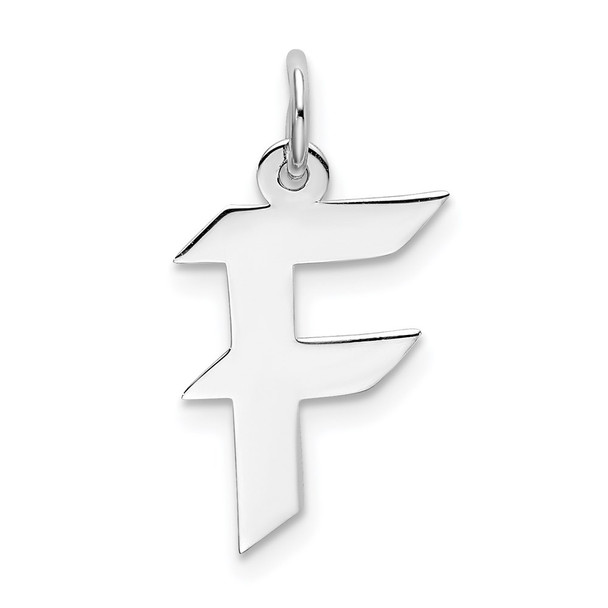 Sterling Silver Rhodium-plated Medium Block Initial F Charm QC5089F