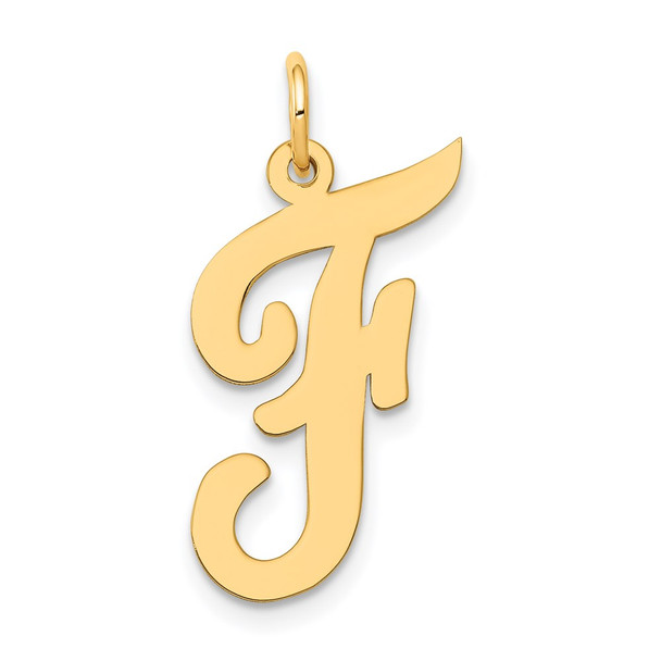 14k Yellow Gold Large Script Initial F Charm