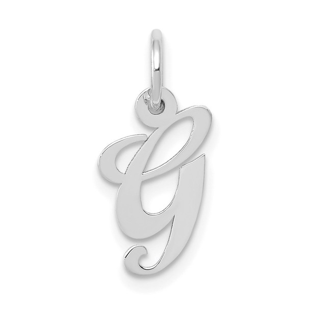 14K White Gold Small Fancy Script Initial G Charm