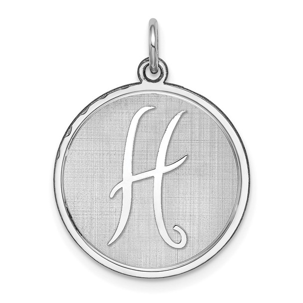 Sterling Silver Rhodium-plated Brocade-Like Initial H Charm QC4162H