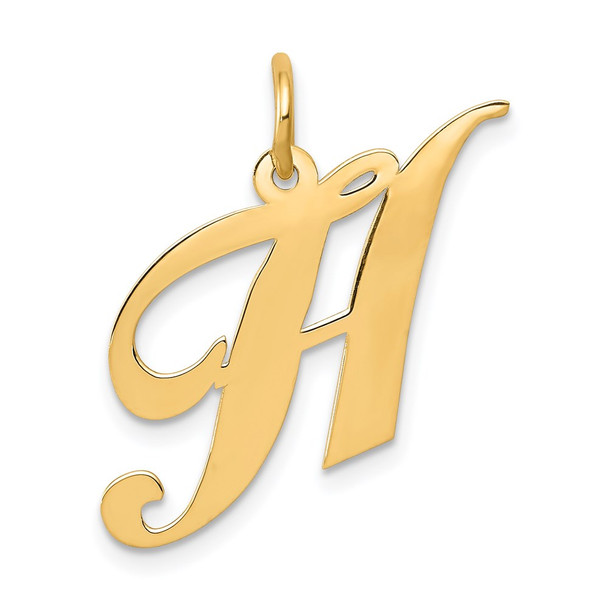 14k Yellow Gold Medium Fancy Script Initial H Charm