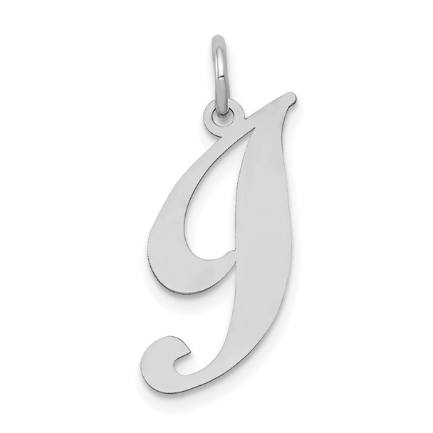 14K White Gold Medium Fancy Script Initial I Charm