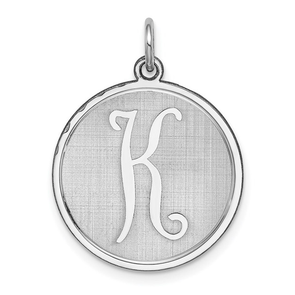 Sterling Silver Rhodium-plated Brocade-Like Initial K Charm QC4162K