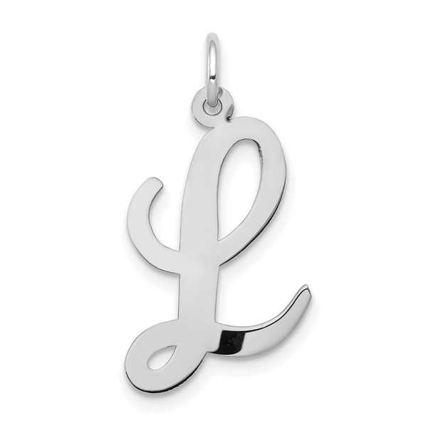 14K White Gold Large Script Initial L Charm