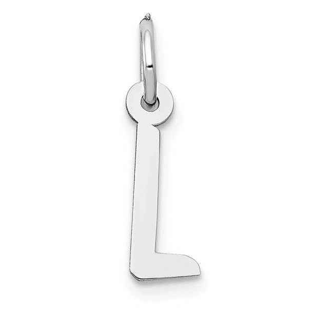 14K White Gold Small Slanted Block Initial L Charm