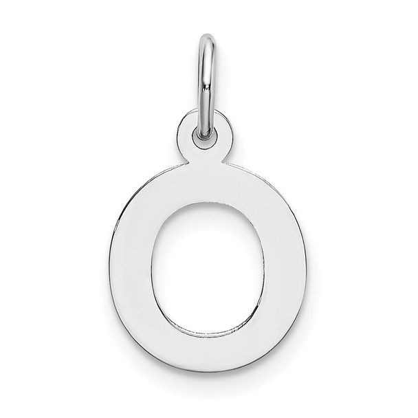 14K White Gold Small Block Initial O Charm