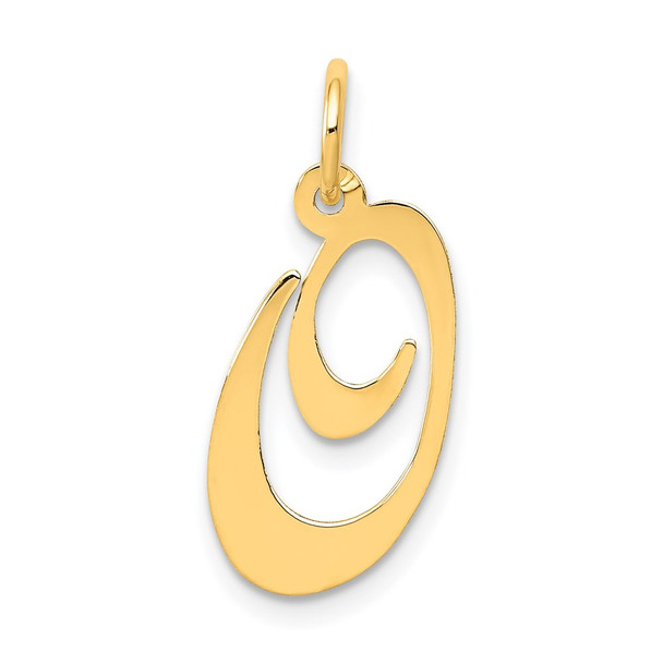 14k Yellow Gold Medium Fancy Script Initial O Charm