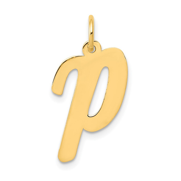 14k Yellow Gold Large Script Initial P Charm