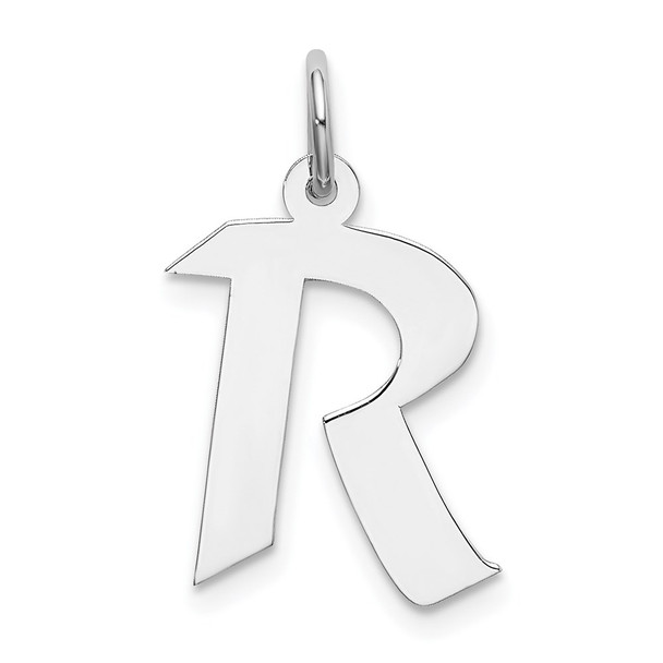 Sterling Silver Rhodium-plated Medium Block Initial R Charm QC5089R