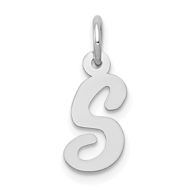 14K White Gold Small Script Initial S Charm