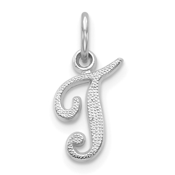 14k White Gold Casted Initial T Charm