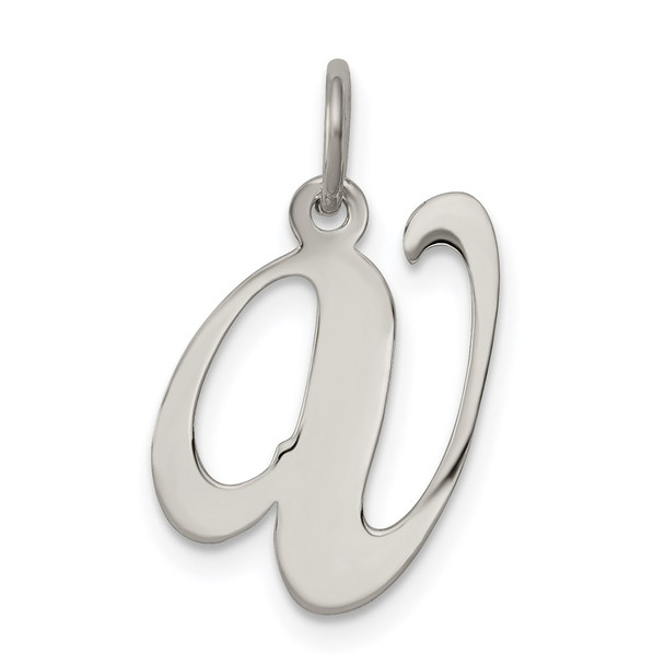 Sterling Silver Rhodium-plated Medium Fancy Script Initial V Charm