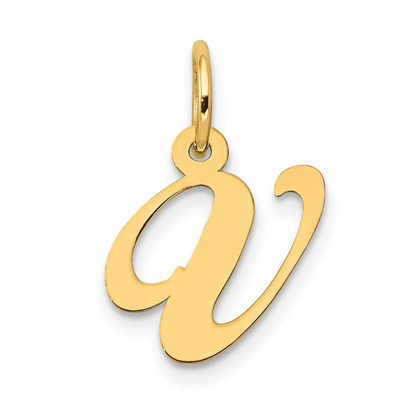 14k Yellow Gold Small Fancy Script Initial V Charm