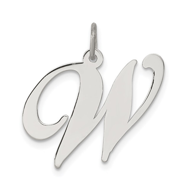 Sterling Silver Rhodium-plated Large Fancy Script Initial W Charm