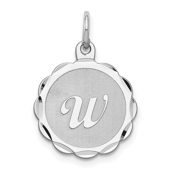 Sterling Silver Rhodium-plated Brocade-Like Initial W Charm QC4161W