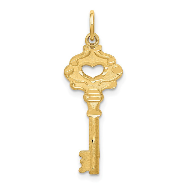 14k Yellow Gold Polished Fancy Edge Key Charm C1028