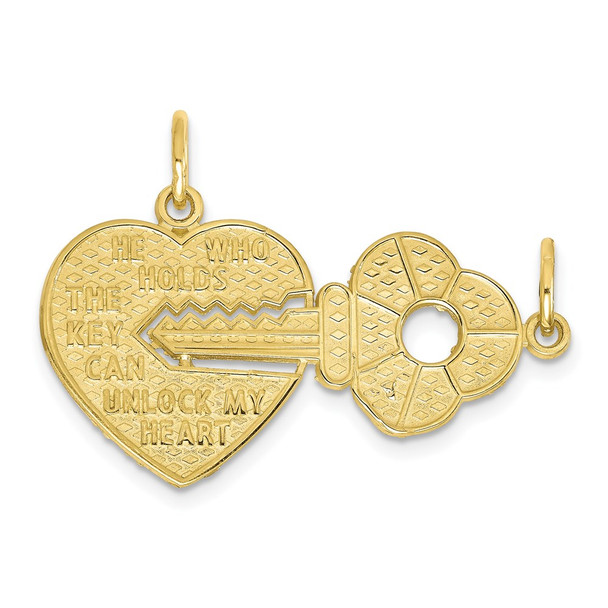 10k Yellow Gold Heart and Key Charm 10C413