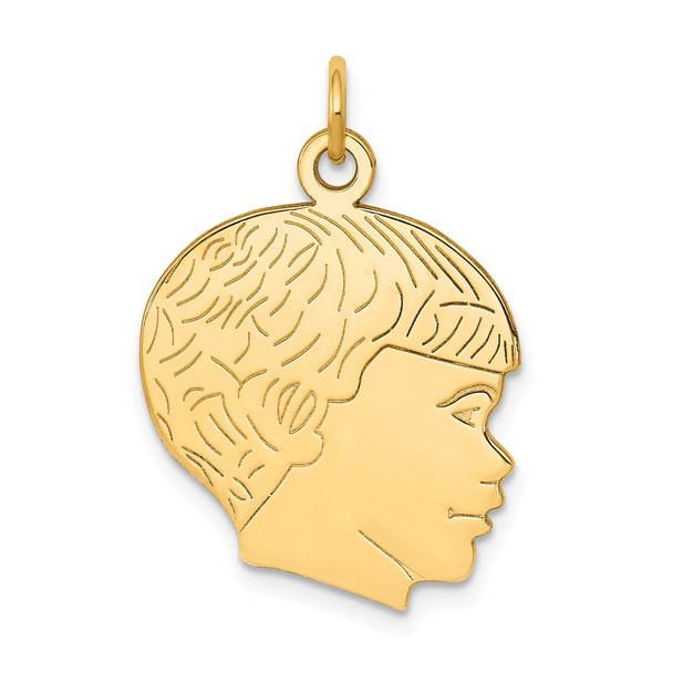 14k Yellow Gold Solid Polished Boys Head Charm