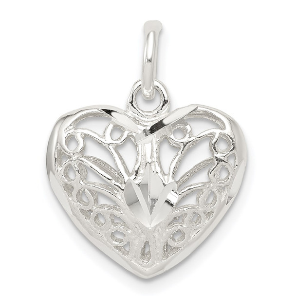 Sterling Silver Filigree Heart Charm QC584