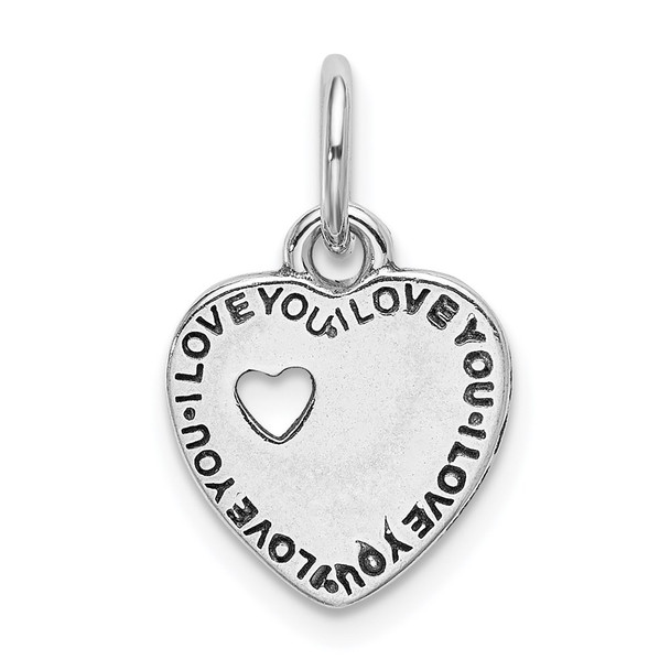 Rhodium-Plated Sterling Silver Oxidized You and Me Charm