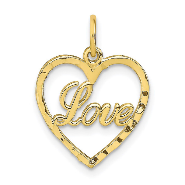 10k Yellow Gold Polished LOVE Heart Charm