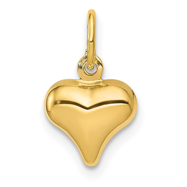 14k Yellow Gold Polished 3-D Puffed Heart Charm C2905