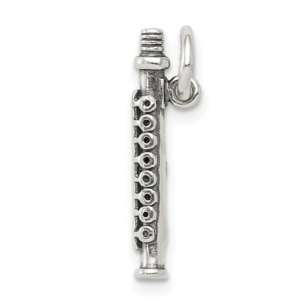 Sterling Silver Antiqued Flute Charm