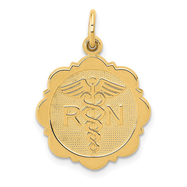 14k Yellow Gold RN Registered Nurse Disc Charm C1785