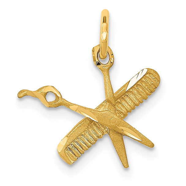 14k Yellow Gold Comb and Scissors Charm C424