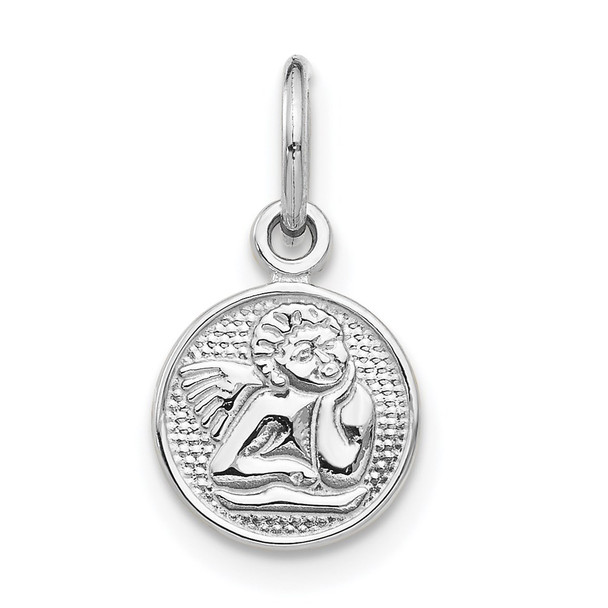 14K White Gold Small Polished Angel Charm