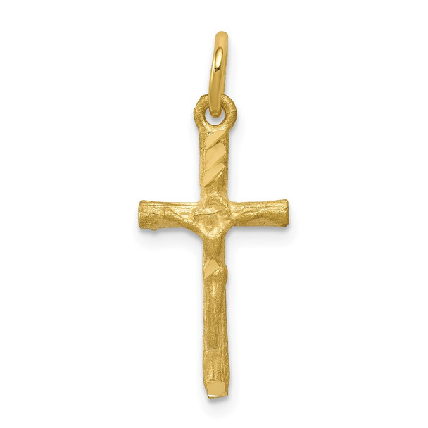 10k Yellow Gold Solid Satin Polished Cross Charm