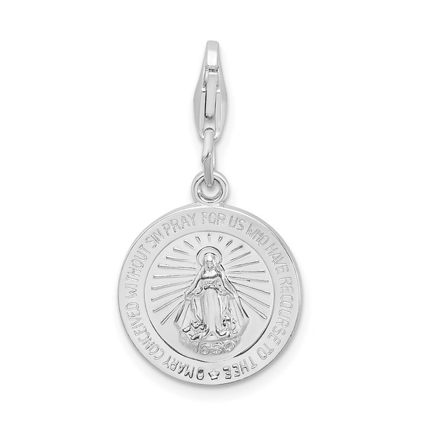 Sterling Silver Miraculous Medal w/Lobster Clasp Charm QCC495