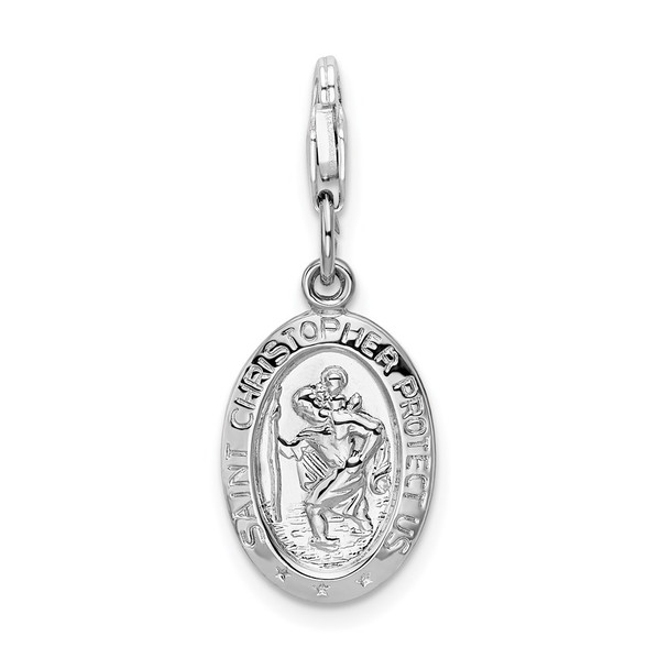 Sterling Silver Saint Christopher Medal w/Lobster Clasp Charm