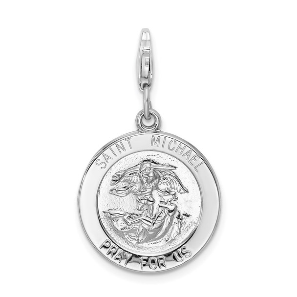 Sterling Silver Saint Michael Medal w/Lobster Clasp Charm QCC501