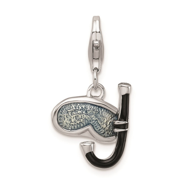 Sterling Silver 3-D Enameled Snorkel w/Lobster Clasp Charm