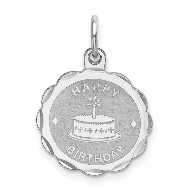 Sterling Silver Rhodium-plated Happy Birthday Disc Charm QC2466
