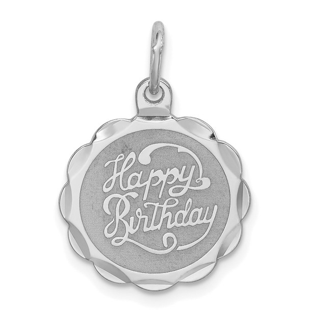 Sterling Silver Rhodium-plated Happy Birthday Disc Charm QC2467