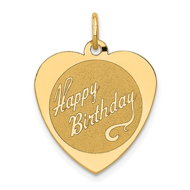14k Yellow Gold Happy Birthday Heart Disc Charm
