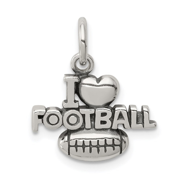 Sterling Silver Antiqued I (Heart) Football Charm