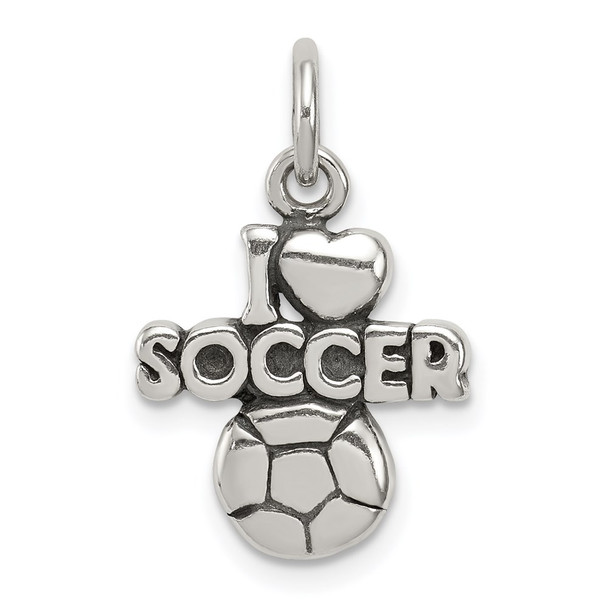 Sterling Silver Antiqued I (Heart) Soccer Charm