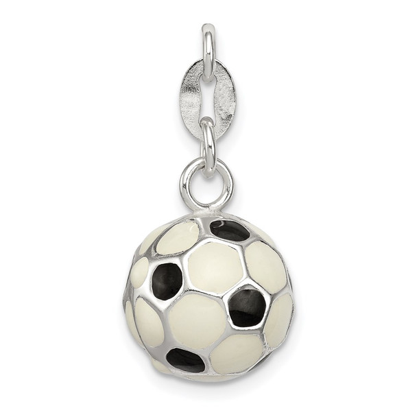 Sterling Silver Enameled Soccer Ball Charm QC7145