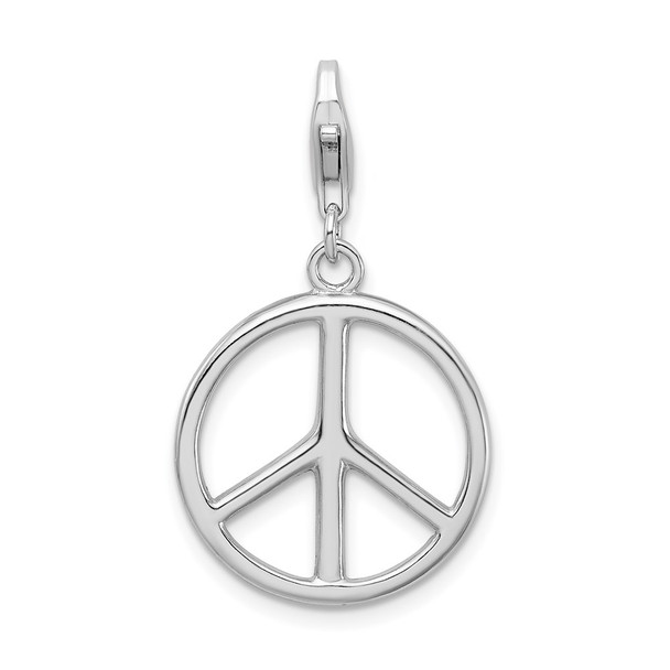 Sterling Silver Large Polished Peace Sign w/Lobster Clasp Charm