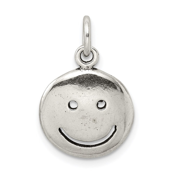 Sterling Silver Antiqued Smiley Face Charm QC7720